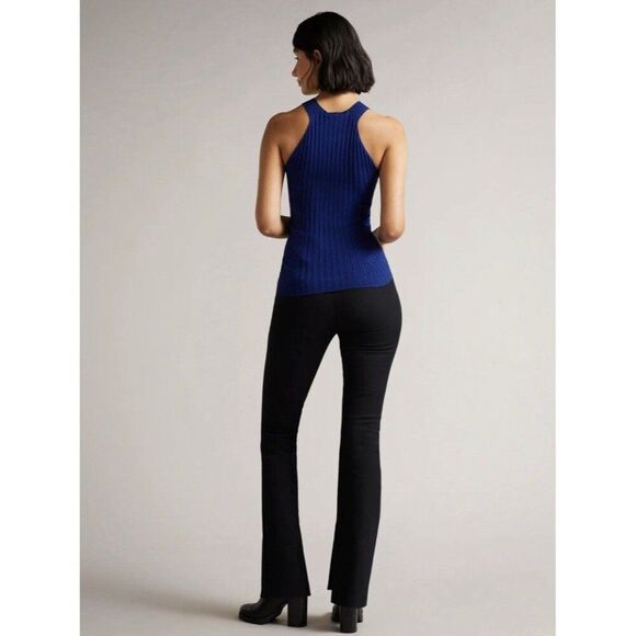 ted baker ribbed feoniix knit tank top solid Dark Blue Halter Small - Picture 4 of 8